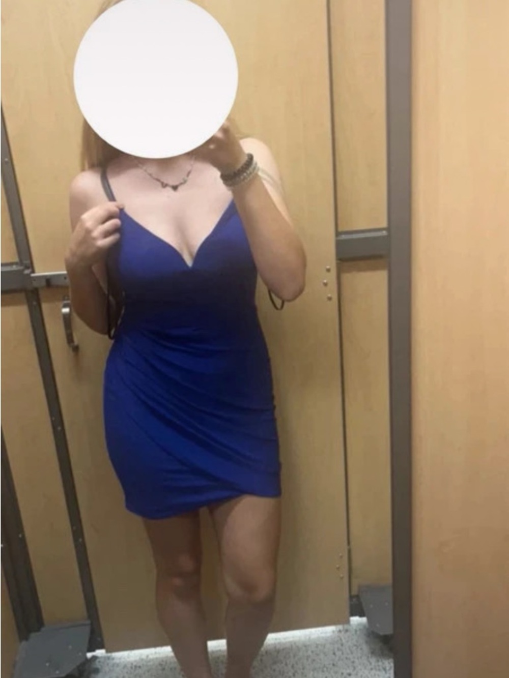 B Darlin Royal Blue Spaghetti Strap Bodycon Mini Dress